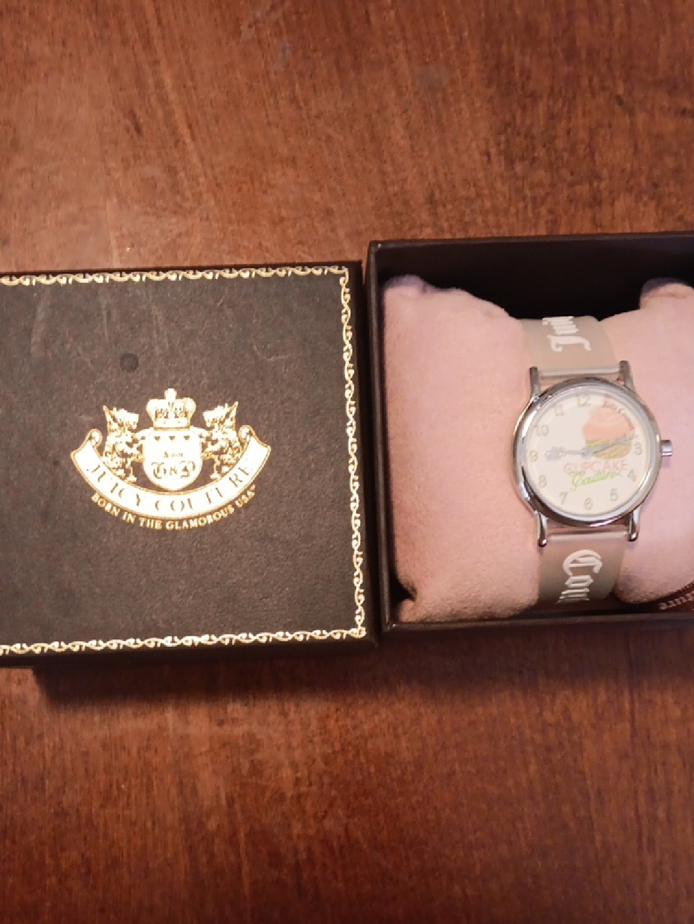 Juicy Couture Beige Silicone Watch with Cupcake Dial
